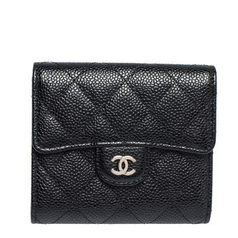 chanel classic quilted trifold compact wallet black caviar|Chanel 2017 Caviar Quilted Trifold Wallet .